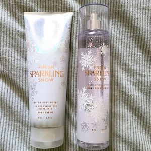 Bath & Body Works Fresh Sparkling Snow full size body cream and spray, used once
